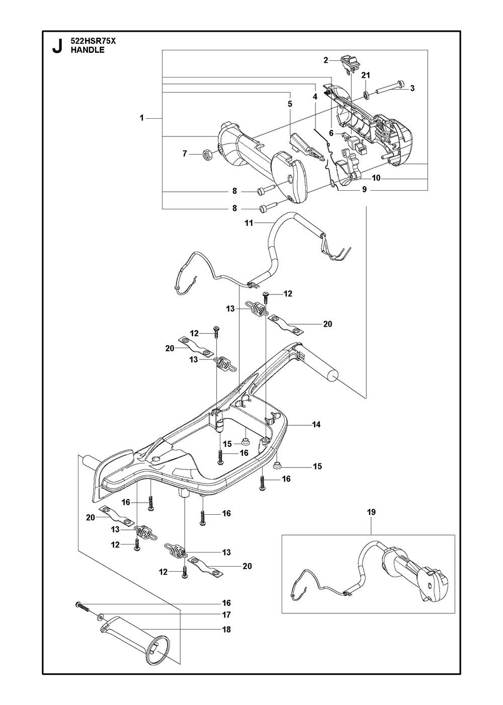 Gear Housing Diagram and Parts List for 522HSR75X  Husqvarna Hedge Trimmer