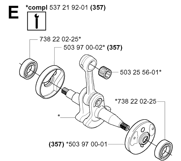 Crankshaft 2 Diagram and Parts List for 359 20050600001-20060600000 Husqvarna Chainsaw