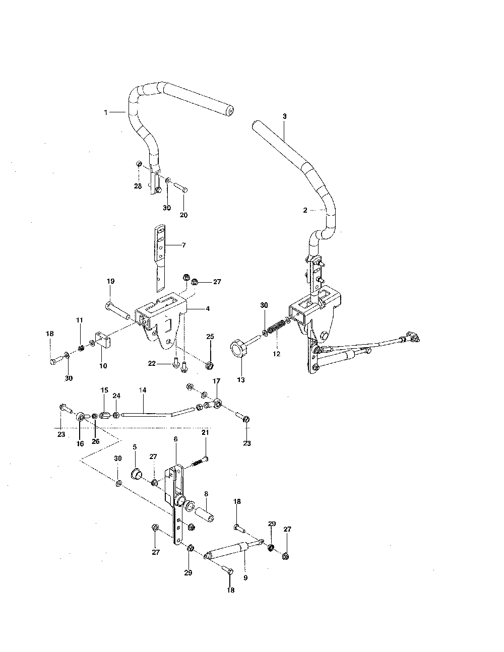 Steering Diagram and Parts List for MZ5425S 250212 Husqvarna Lawn Mower
