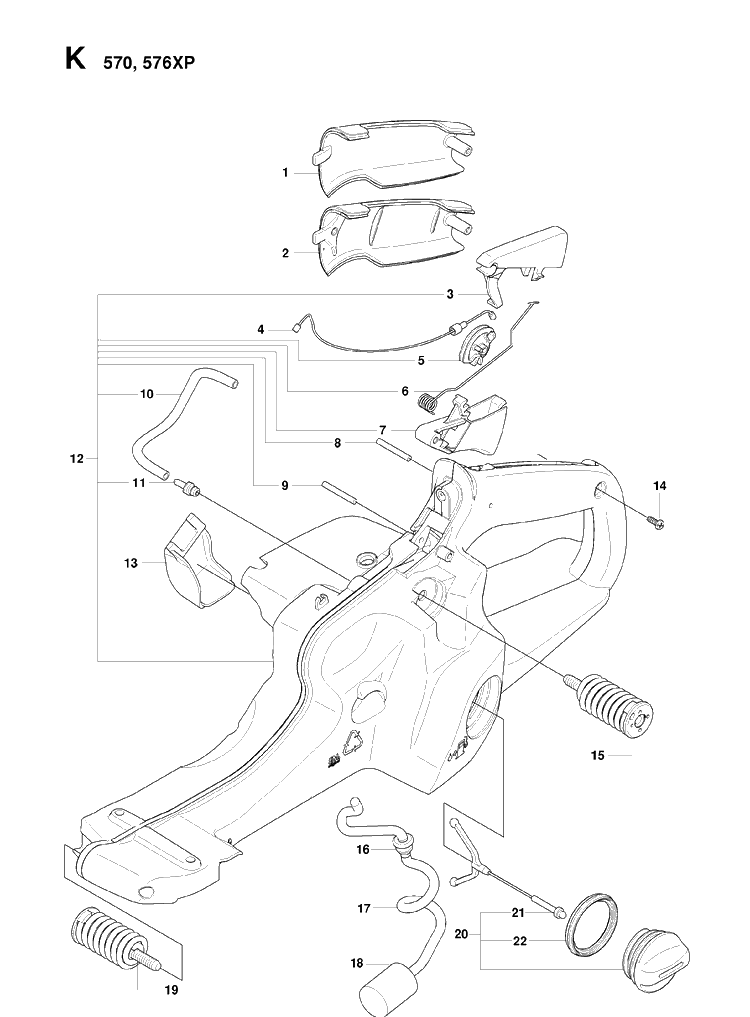 Fuel Tank Diagram and Parts List for 576XP-576XPEPA 20083100001-20100100000 Husqvarna Chainsaw