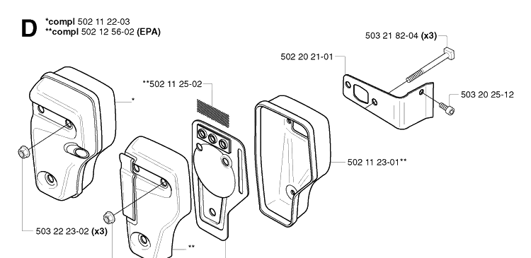 Muffler 2 Diagram and Parts List for 245R 20023100001-Current Husqvarna Brush Cutter