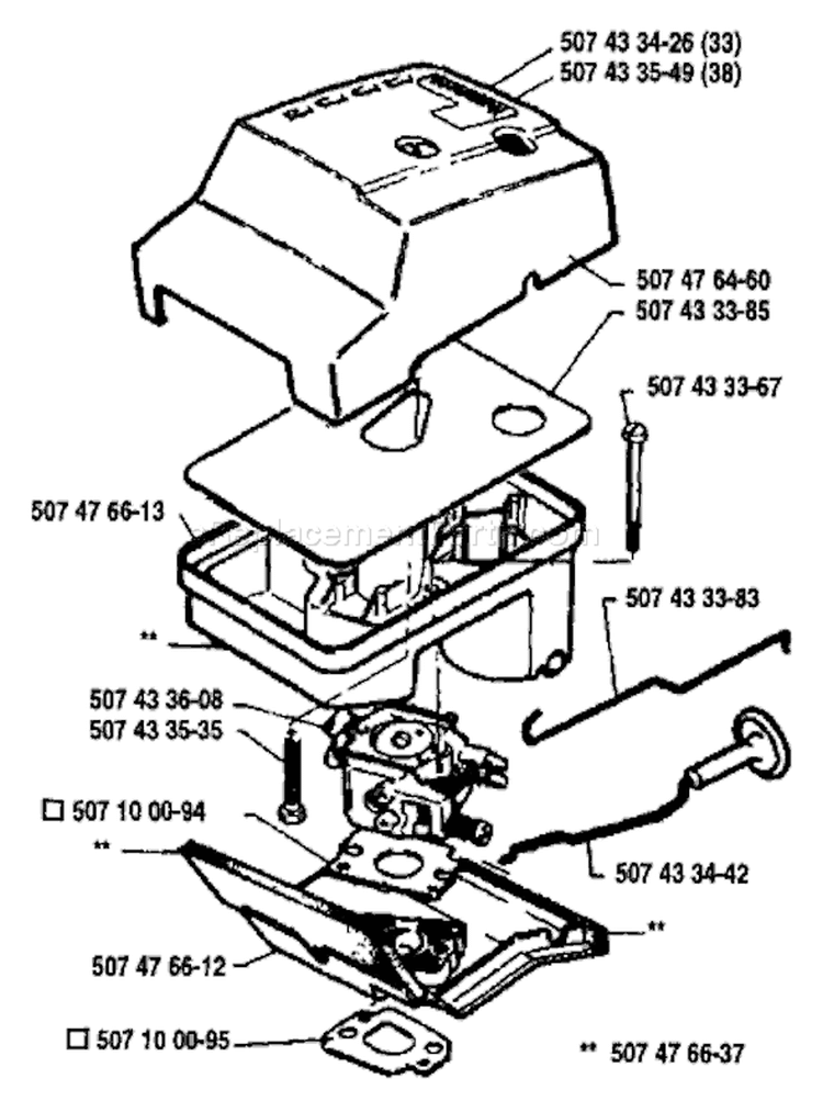 Page A Diagram and Parts List for 38 1989-05 Husqvarna Chainsaw