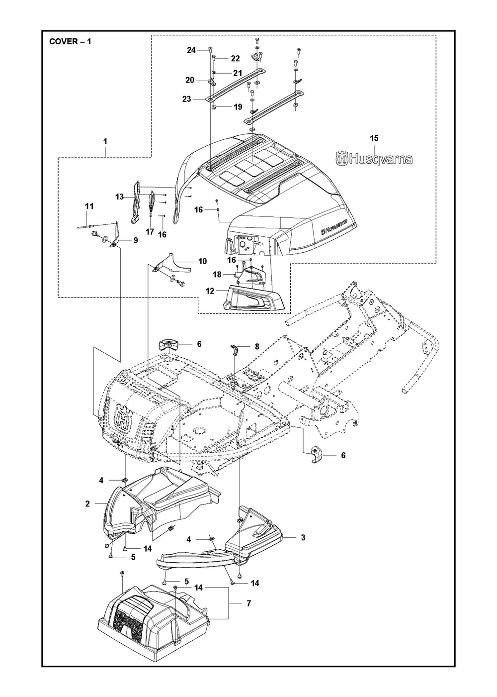 Cover Diagram and Parts List for R316TSXAWD 2022 Husqvarna Lawn Tractor