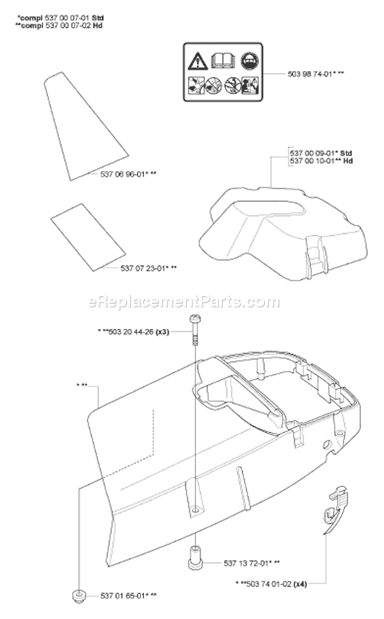 Page O Diagram and Parts List for 385EPA 385 EPA 2006-10 Husqvarna Chainsaw