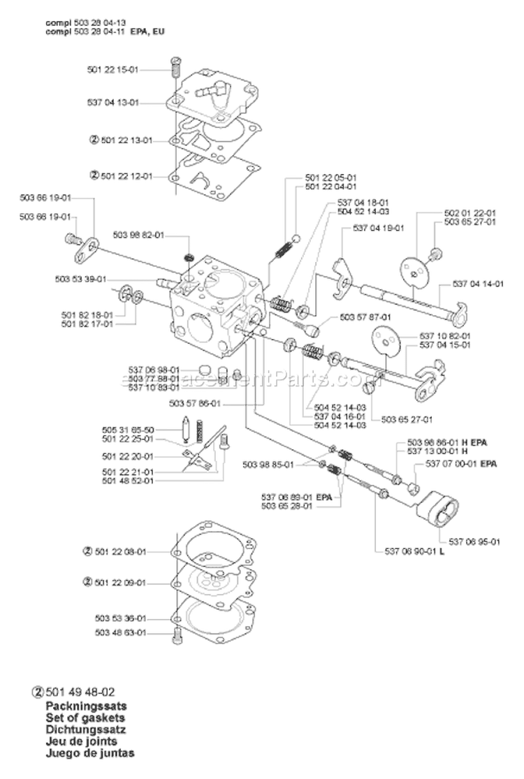 Page B Diagram and Parts List for 390EPA 390 EPA 2006-10 Husqvarna Chainsaw