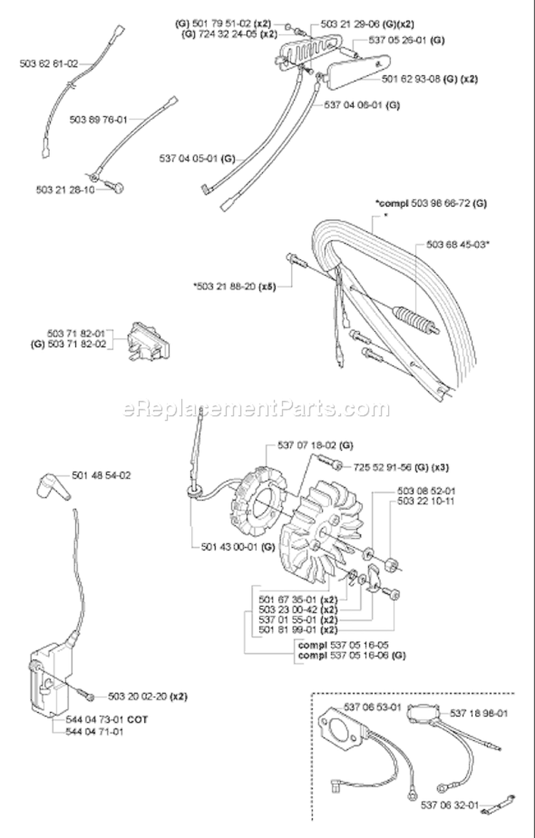Page G Diagram and Parts List for 390EPA 390 EPA 2006-10 Husqvarna Chainsaw