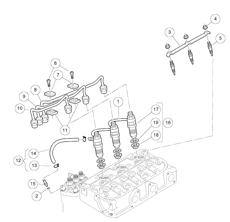 Nozzle Holdersand Glow Plugs Diagram and Parts List for HUV4421GXP 2009 Husqvarna Lawn Tractor