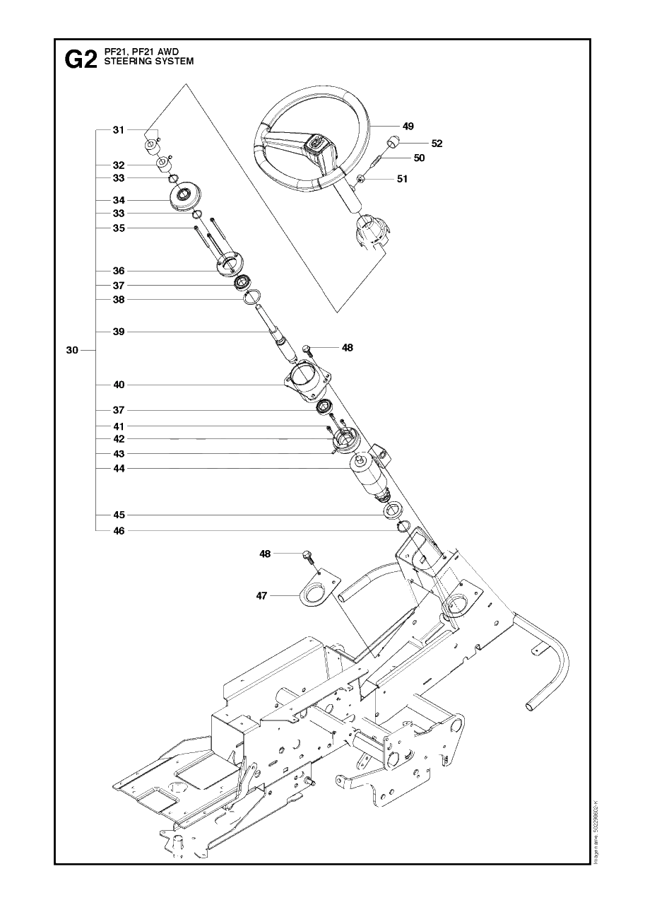 Steering Diagram and Parts List for PF21AWD (965192501)(2011-03) Husqvarna Lawn Tractor