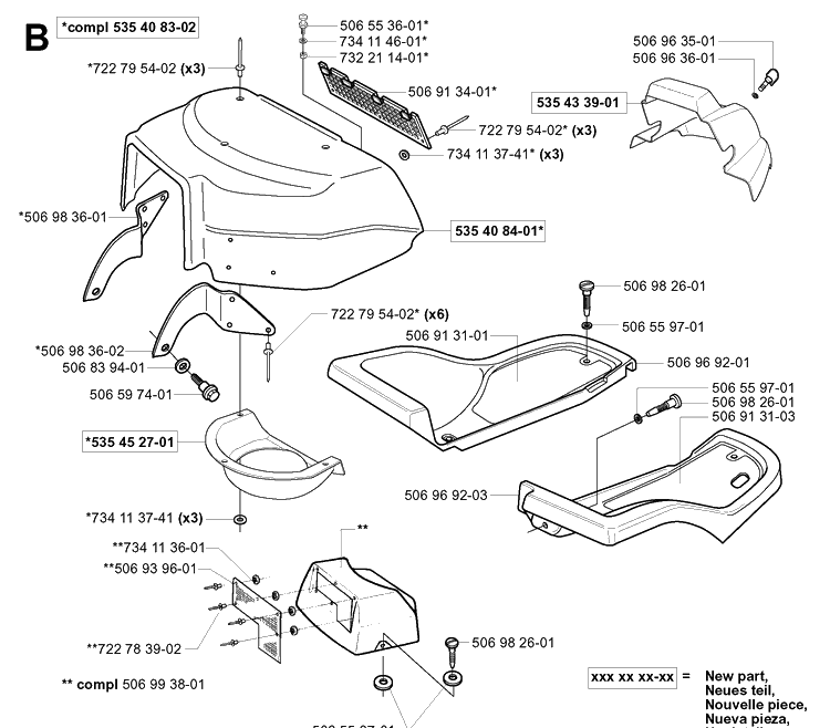 Hood Diagram and Parts List for PR15 2003-01 Husqvarna Lawn Mower