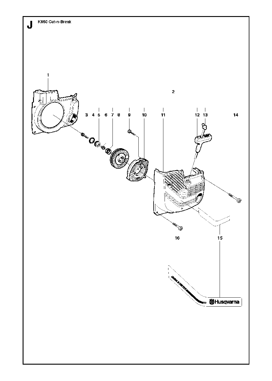Starter Diagram and Parts List for K650CUT-N-BREAK 2008-11 Husqvarna Circular Saw