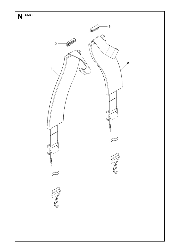 Harness Diagram and Parts List for 530BT 20123800001-Current Husqvarna Leaf Blower / Vacuum