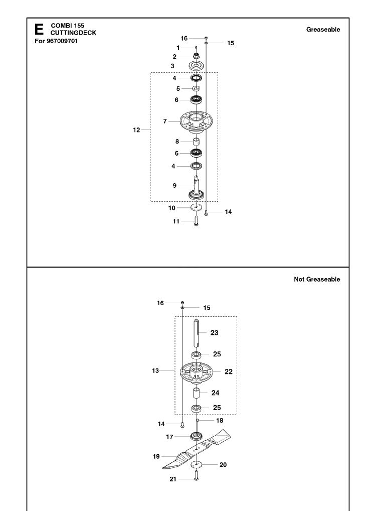 61 Inch/155cm Cutting Deck 2 Diagram and Parts List for C155 (P500-series)(967009701)(2012) Husqvarna Lawn Mower