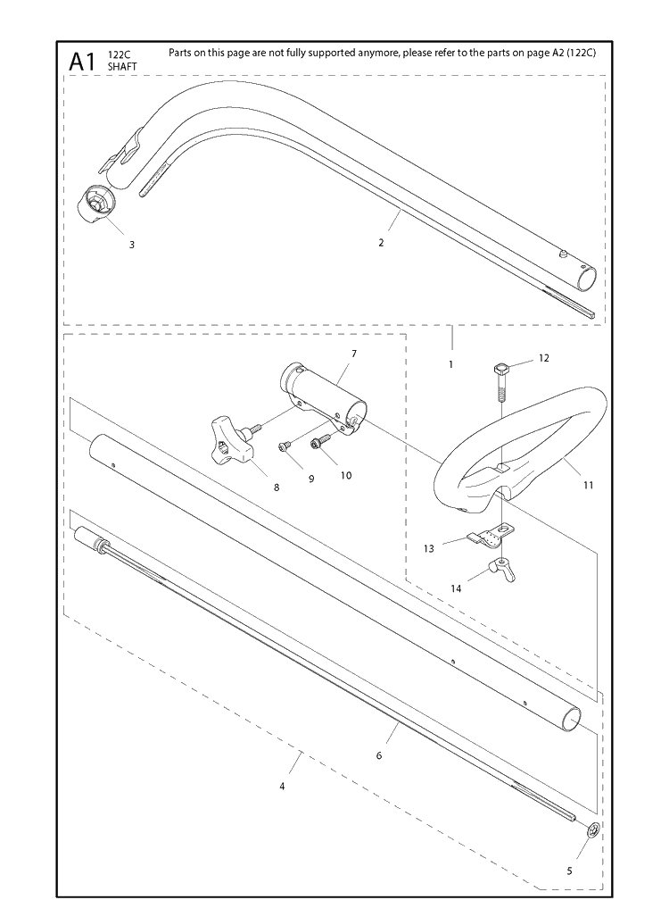 Shaft Diagram and Parts List for 122C 966712701 Husqvarna Edger