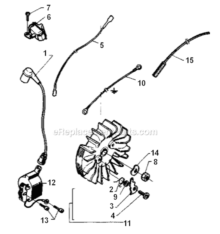 Electrical Diagram and Parts List for 394XP 1992-10 Husqvarna Chainsaw