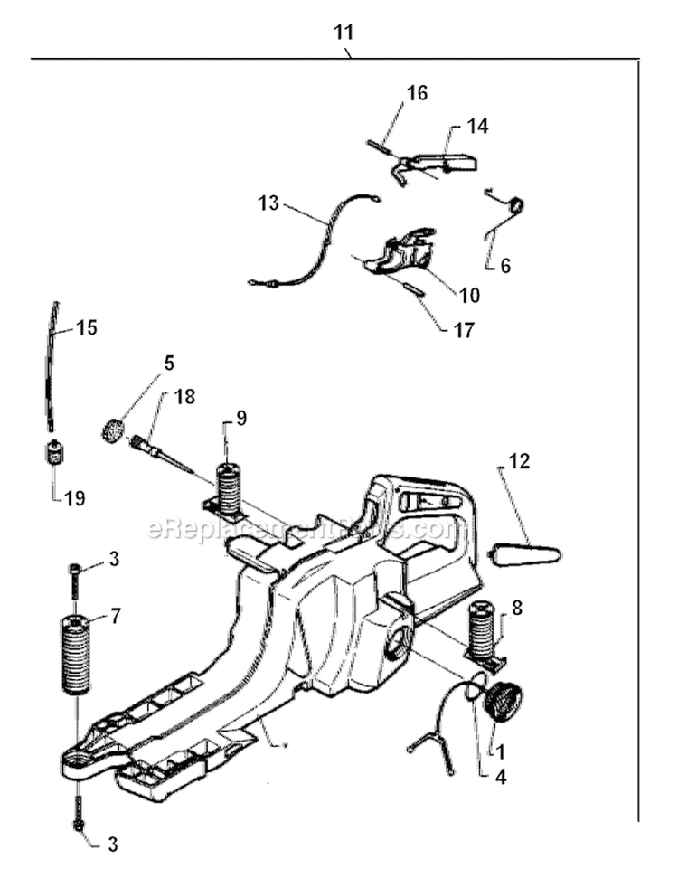 Fuel Tank Diagram and Parts List for 394XP 1992-10 Husqvarna Chainsaw