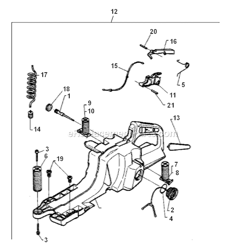 Fuel Tank Diagram and Parts List for 394XP 1994-01 Husqvarna Chainsaw