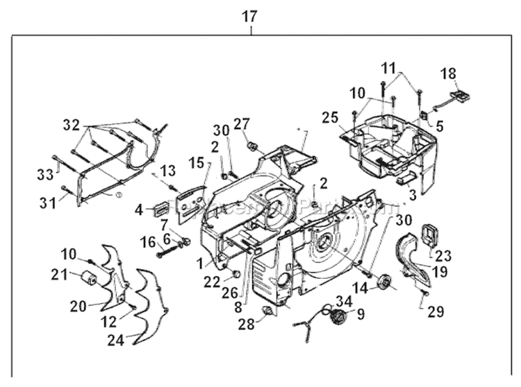 Crankcase Diagram and Parts List for 394XP 1994-01 Husqvarna Chainsaw