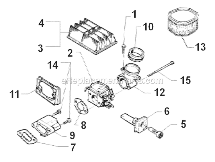Carburetor And Air Filter Diagram and Parts List for 394XP 1996-01 Husqvarna Chainsaw