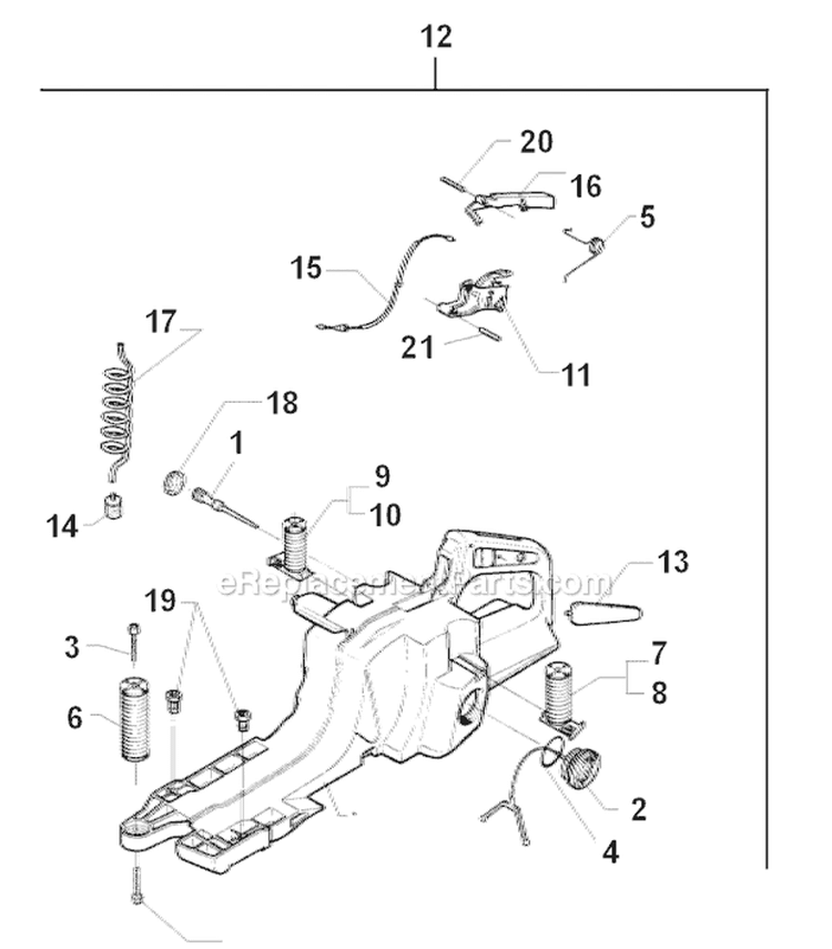 Fuel Tank Diagram and Parts List for 394XP 1996-01 Husqvarna Chainsaw