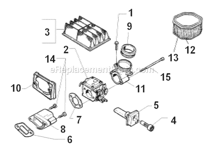 Carburetor And Air Filter Diagram and Parts List for 394XP 1998-03 Husqvarna Chainsaw