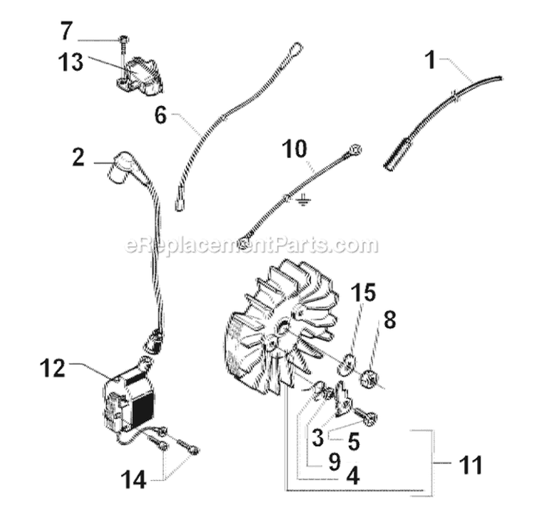 Electrical Diagram and Parts List for 394XP 1998-03 Husqvarna Chainsaw