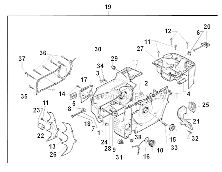 Crankcase Diagram and Parts List for 394XP 1998-03 Husqvarna Chainsaw