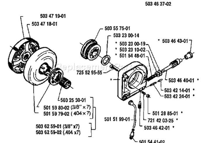 Page C Diagram and Parts List for 394 1992-01 Husqvarna Chainsaw