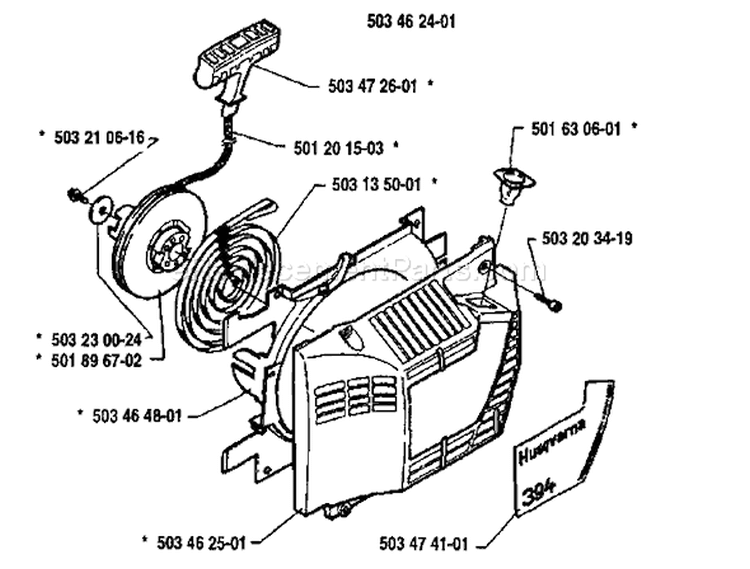Page I Diagram and Parts List for 394 1992-01 Husqvarna Chainsaw