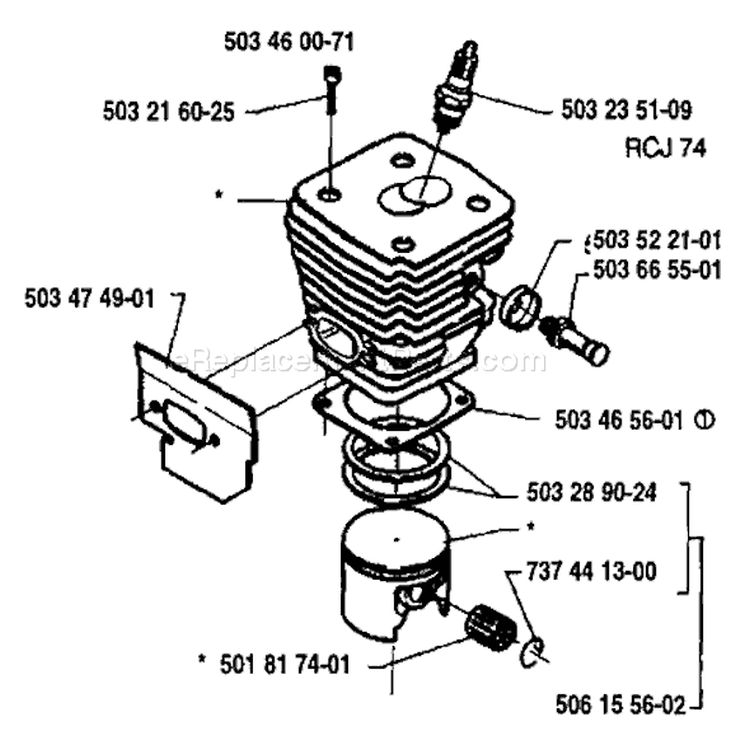 Page J Diagram and Parts List for 394 1992-02 Husqvarna Chainsaw