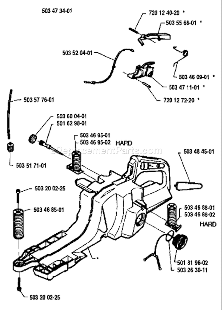 Page M Diagram and Parts List for 394 1992-02 Husqvarna Chainsaw