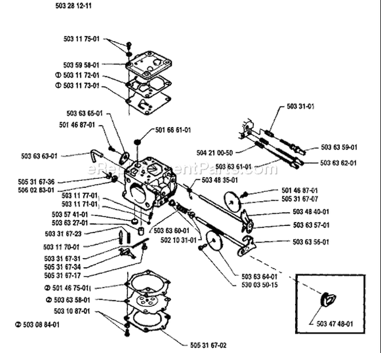 Page B Diagram and Parts List for 394 1992-02 Husqvarna Chainsaw