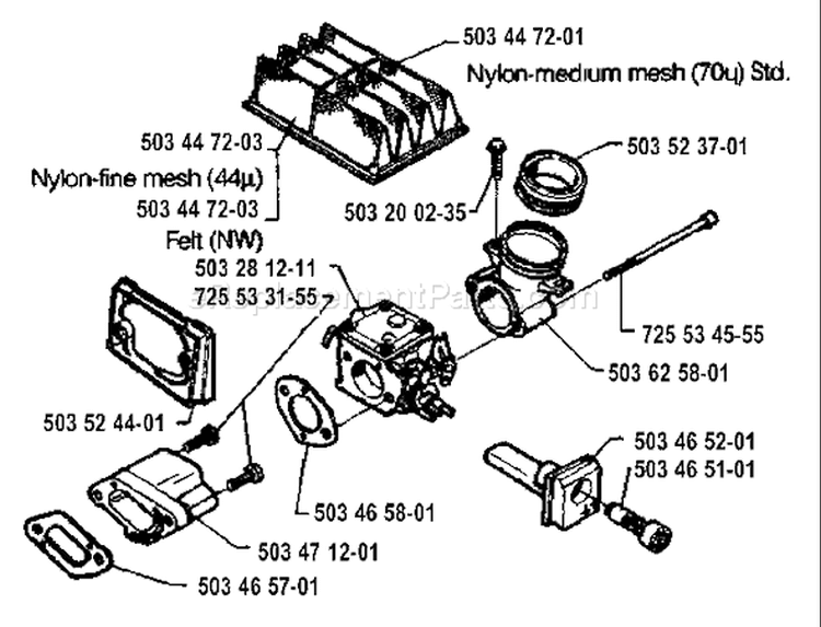 Page A Diagram and Parts List for 394 1994-01 Husqvarna Chainsaw