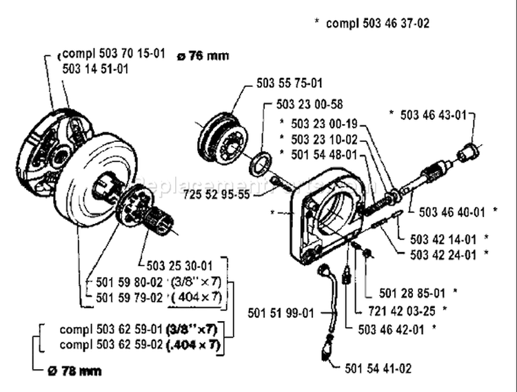 Page J Diagram and Parts List for 394 1994-01 Husqvarna Chainsaw