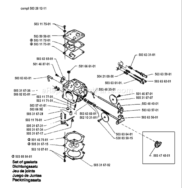 Page B Diagram and Parts List for 394 1994-01 Husqvarna Chainsaw
