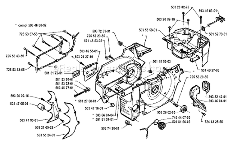 Page D Diagram and Parts List for 394 1994-01 Husqvarna Chainsaw