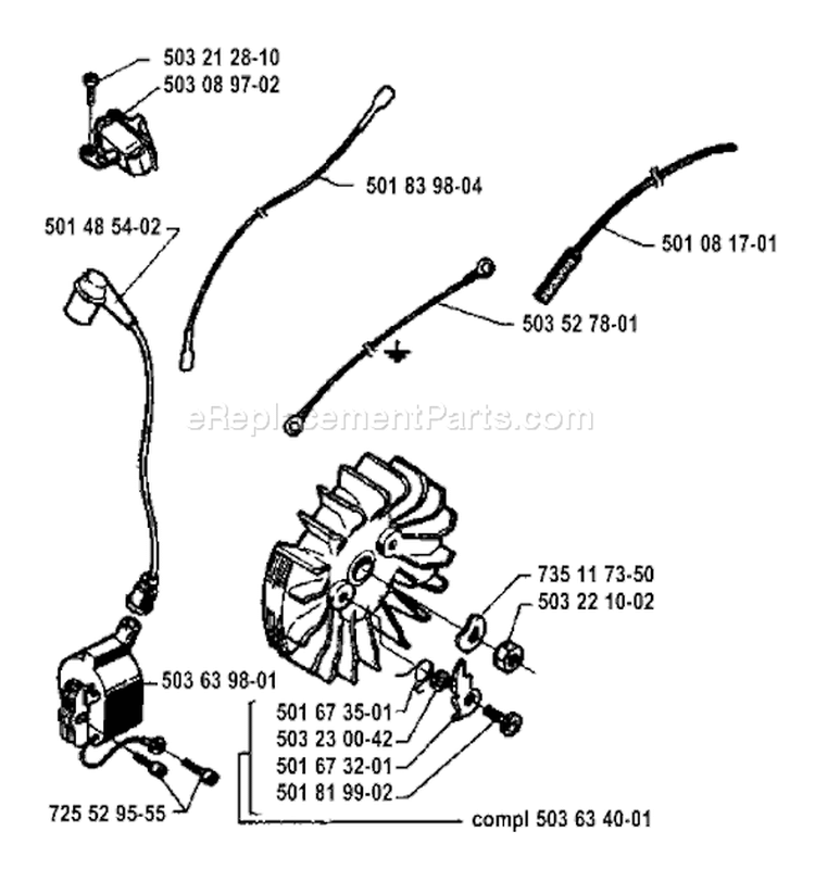 Page G Diagram and Parts List for 394 1994-01 Husqvarna Chainsaw