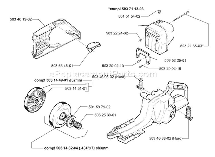 Page H Diagram and Parts List for 394 1994-01 Husqvarna Chainsaw