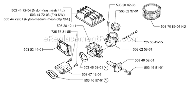 Page A Diagram and Parts List for 394 1996-01 Husqvarna Chainsaw