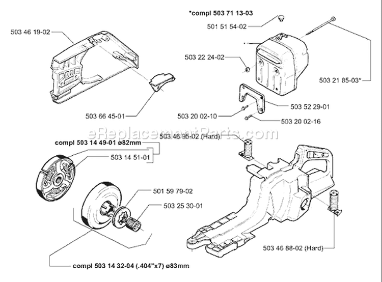 Page J Diagram and Parts List for 394 1996-01 Husqvarna Chainsaw