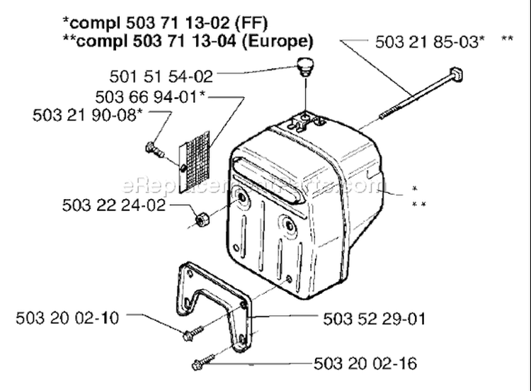 Page K Diagram and Parts List for 394 1996-01 Husqvarna Chainsaw