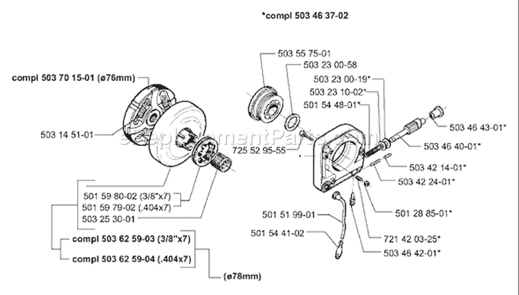 Page L Diagram and Parts List for 394 1996-01 Husqvarna Chainsaw