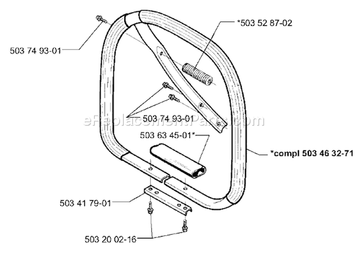 Page O Diagram and Parts List for 394 1996-01 Husqvarna Chainsaw