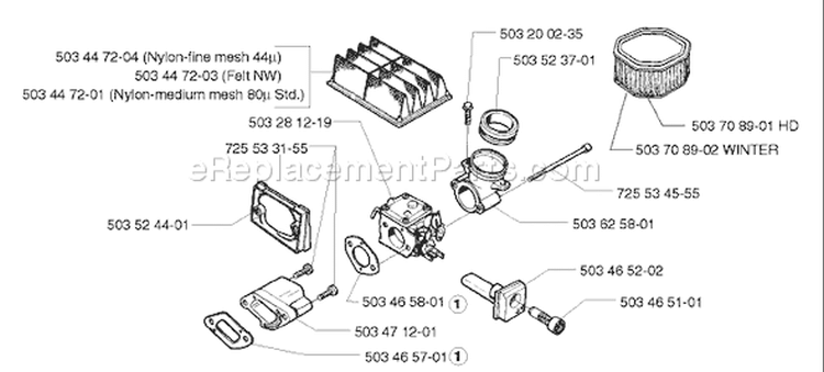 Page A Diagram and Parts List for 394EPA 394 EPA 1998-03 Husqvarna Chainsaw