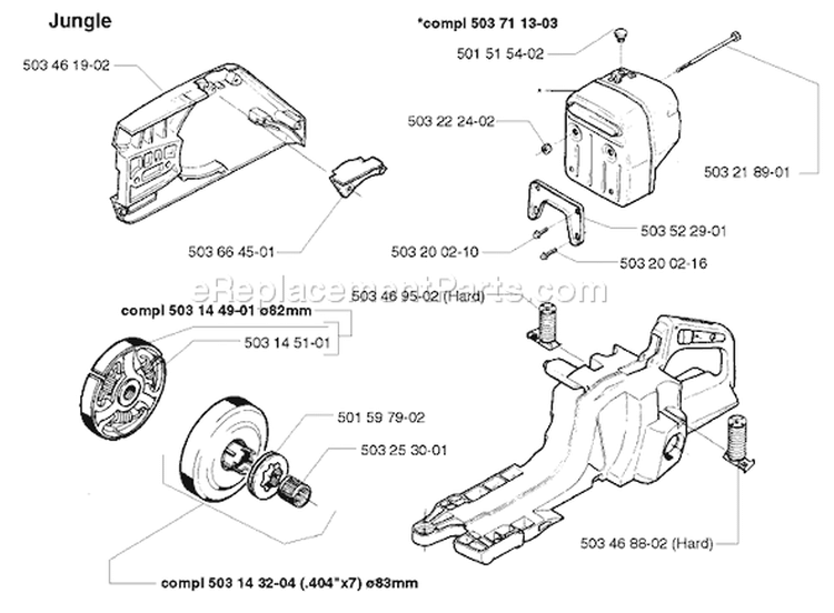 Page M Diagram and Parts List for 394EPA 394 EPA 1998-03 Husqvarna Chainsaw