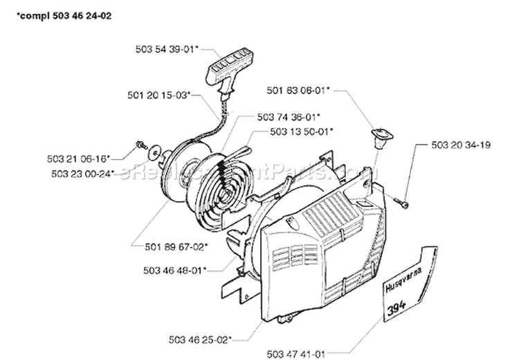 Page N Diagram and Parts List for 394EPA 394 EPA 1998-03 Husqvarna Chainsaw