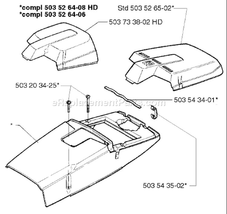 Page P Diagram and Parts List for 394EPA 394 EPA 1998-03 Husqvarna Chainsaw