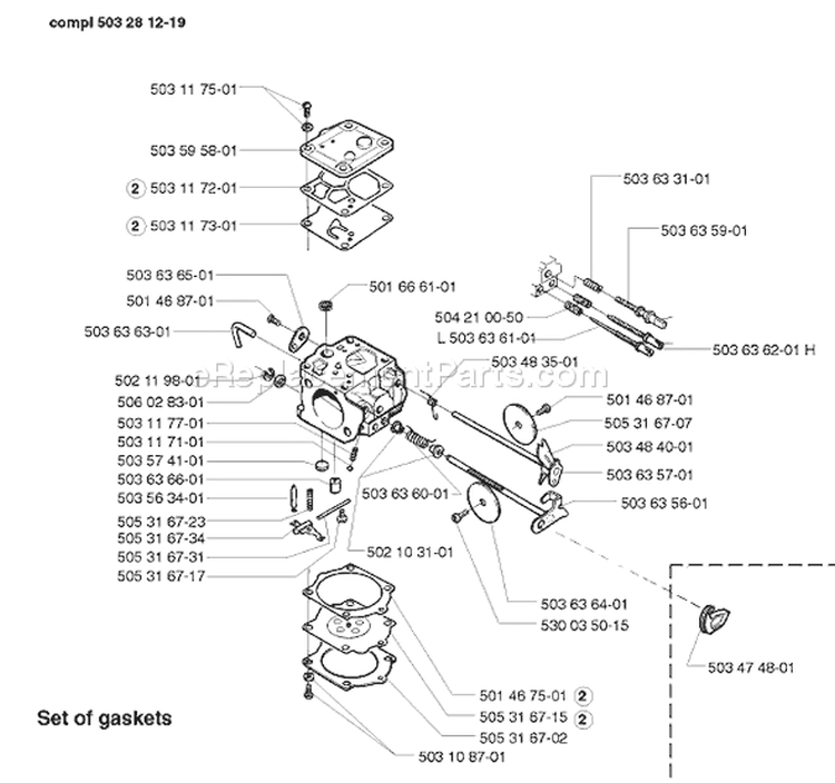 Page B Diagram and Parts List for 394EPA 394 EPA 1998-03 Husqvarna Chainsaw