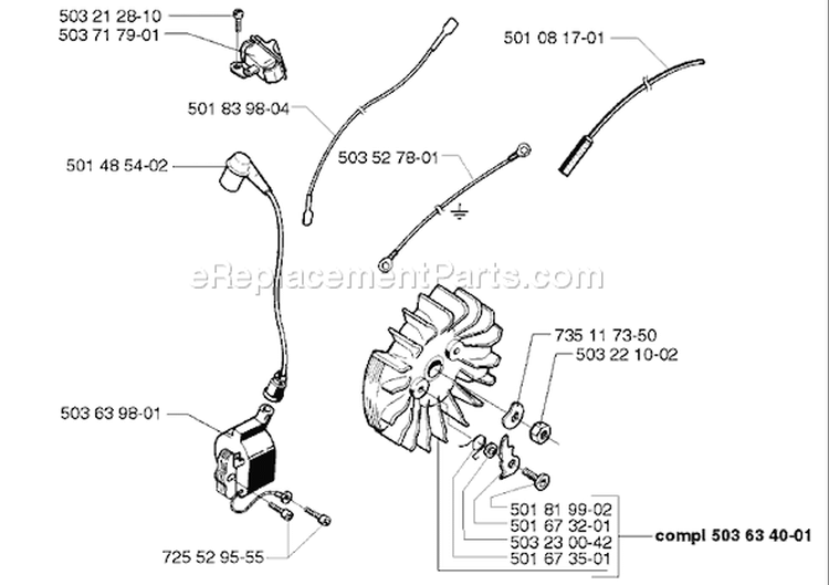 Page H Diagram and Parts List for 394EPA 394 EPA 1998-03 Husqvarna Chainsaw