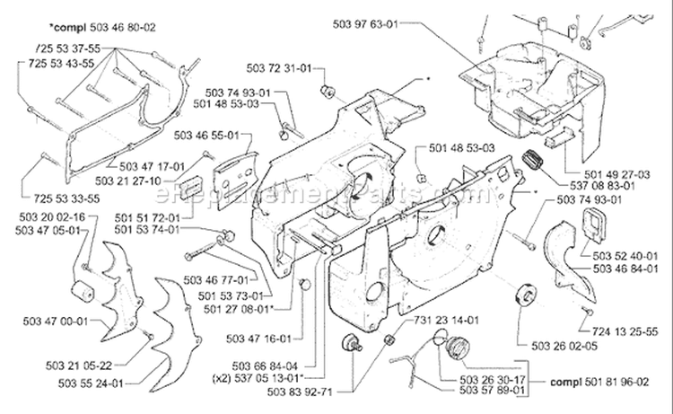 Page F Diagram and Parts List for 395EPA 395 EPA 2001-01 Husqvarna Chainsaw