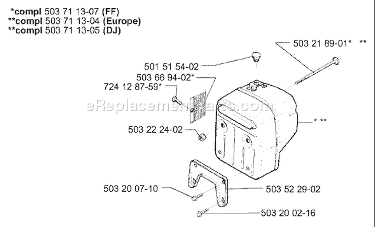 Page K Diagram and Parts List for 395 2003-10 Husqvarna Chainsaw